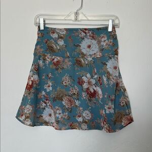 Altar'd State Floral Mini Skirt Blue Multi Size Small Cottagecore
